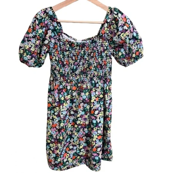 GAP Kids Girl’s Size Large Colorful Floral Puff Sleeve Dress Smocked Summer