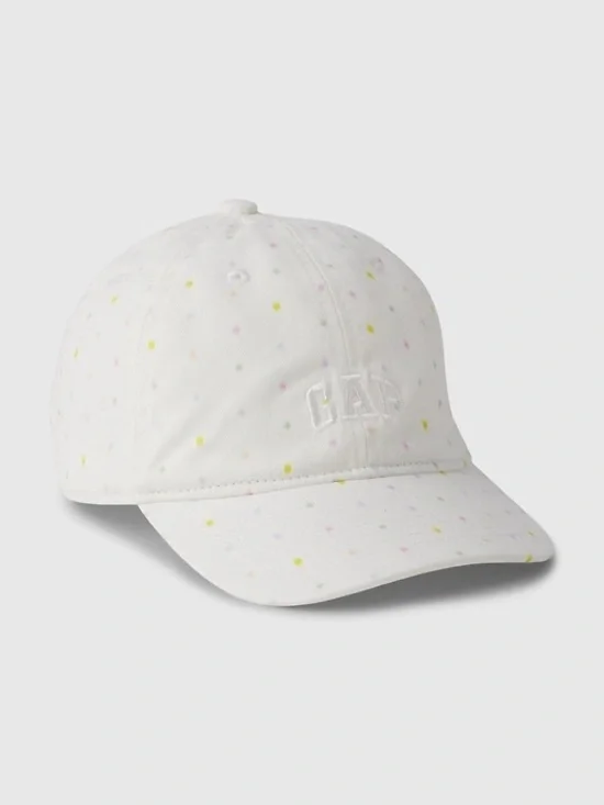 Gap Kids Organic Cotton Gap Logo Baseball Hat in White Multi Dots S/M