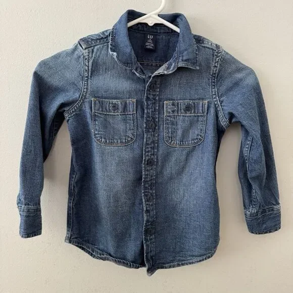 GAP Kids Long‎ Sleeve Denim Top Medium Wash Size 5