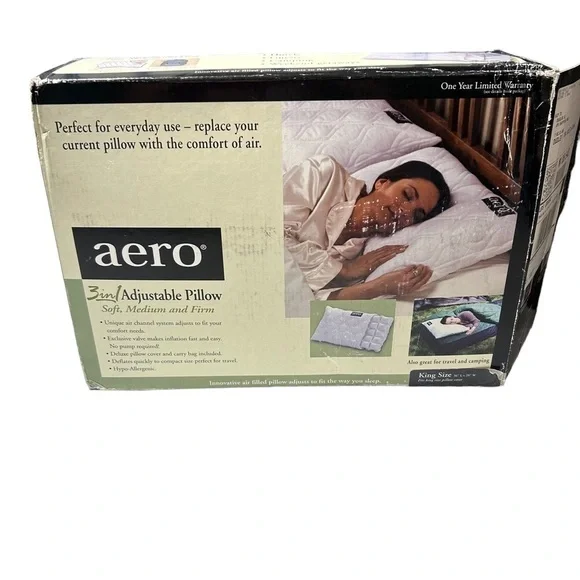 New Aero 3 In 1 Adjustable Pillow BNWOT Open Box.