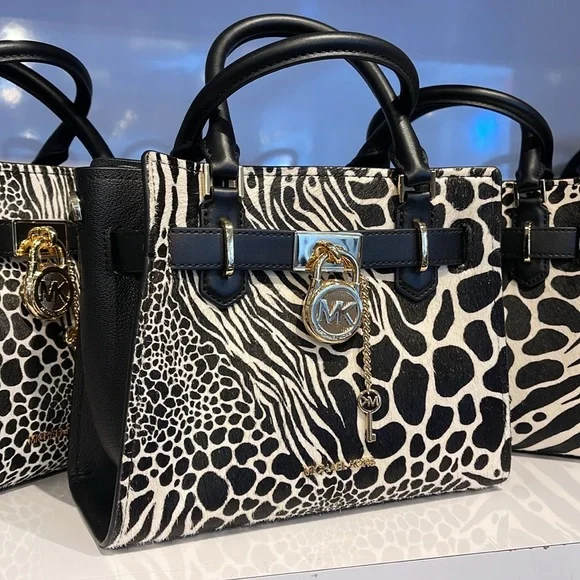 Michael Kors Hamilton Small Satchel Leather Color: Black Multi NWT L