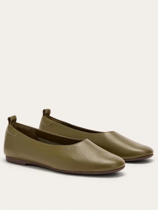 Everlane Day Glove Flat Birch Green Leather Ballet Slip On Size 6.5 NWOB