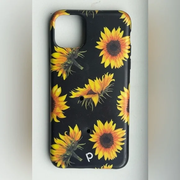 Loopy Case RIGHTY Sunflowers IPhone 11 PRO MAX Black with Sunflower Design