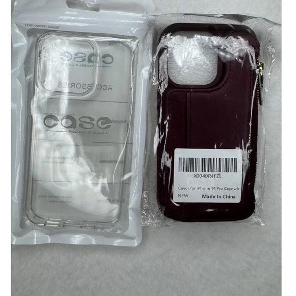 iPhone 14 Pro Case Clear & Burgundy‎ Wallet Cases Lot NEW