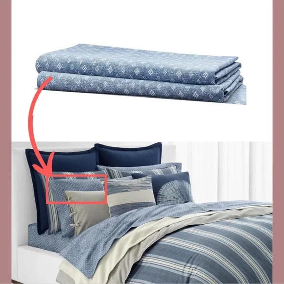 NIB $150 Lauren Ralph Lauren [ 2 Standard ]‎ Diamond Pillowcase Pair in Gavin