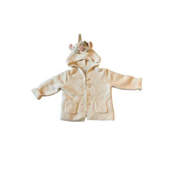 Baby‎ Gap Unicorn Knit Cardigan Sweater Ivory Frost 18-24 Months Girls