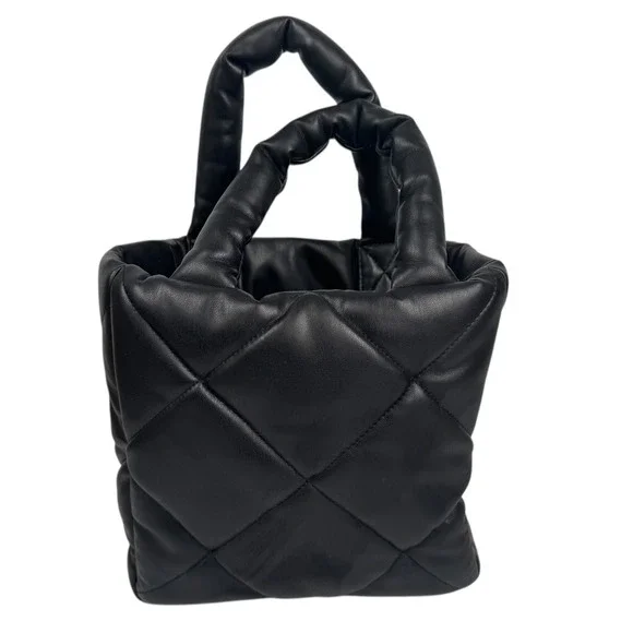STAND STUDIO Rosanne Diamond‎ Bag Quilted Padded Leather Top Handle Satchel B72Q
