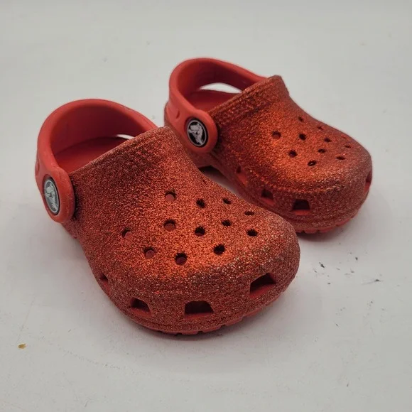 Crocs‎ Kids' Sparkle Clog Slip-On Shoes Ruby Red Toddler Size C4 Wizard Of Oz