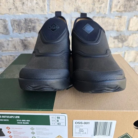 Muck Boot Company Outscape Low Mens Black Neoprene Waterproof Shoe Size 10