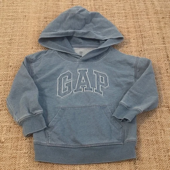 Gap Chambray Stonewashed Blue Hoodie Sweatshirt 2T