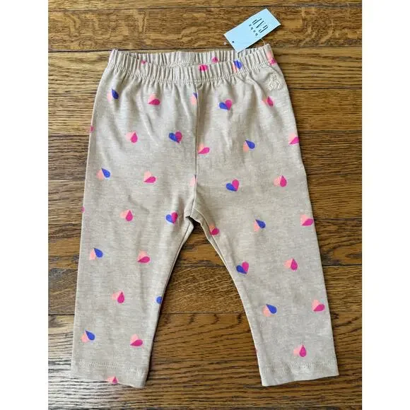 NWT Gap Girls' Heart Print Leggings Size 6-12 Months