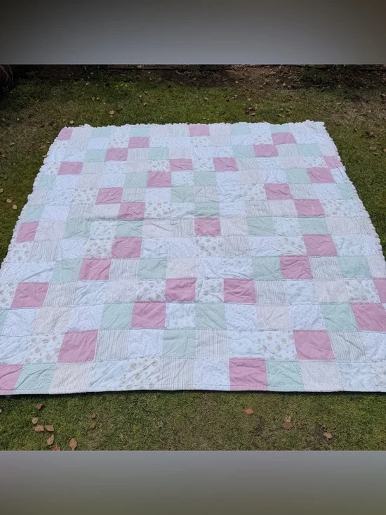 Simply Shabby Chic Floral Patchwork Reversible Quilt Velvet Chenille F/Q HTF GUC