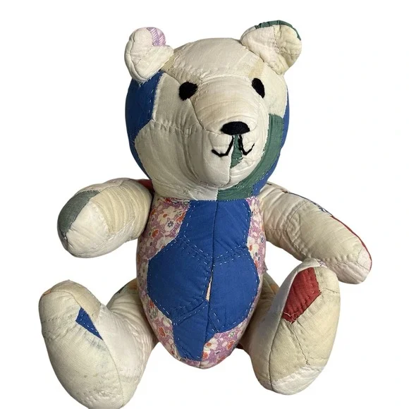 Vintage Handmade Patchwork Quilt Teddy Bear 10