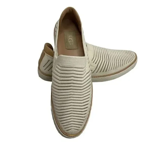 UGG Sammy Breeze Women's Size 9 Ivory Beige Rib Knit Sheer‎ Slide On Sneaker