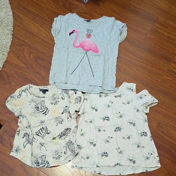 GAP Kids Gray, Pink, and Cream Graphic Tees