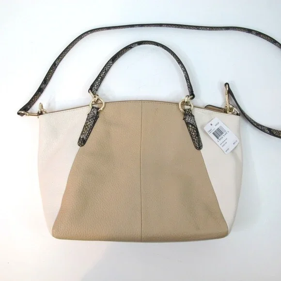 Coach Small Kelsey Two Tone Tan Satchel Handbag Purse F38441‎ MSRP $350