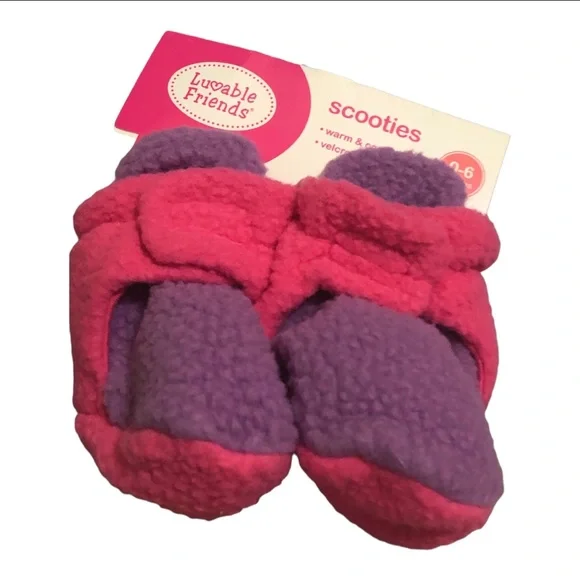 Luvable Friends Unisex Baby Cozy blue & purple Fleece Booties‎ fits sizes 0-6m