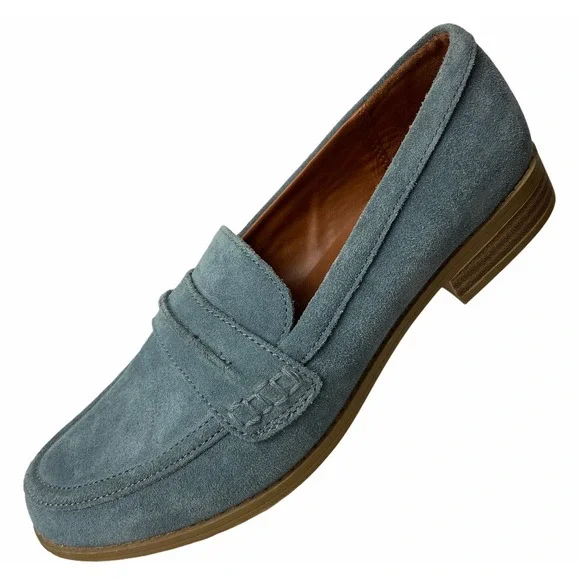 Blue Suede Shoes Mocs Loafers Womens 5.5 Leather Uppers Casual Career Flats Shoe