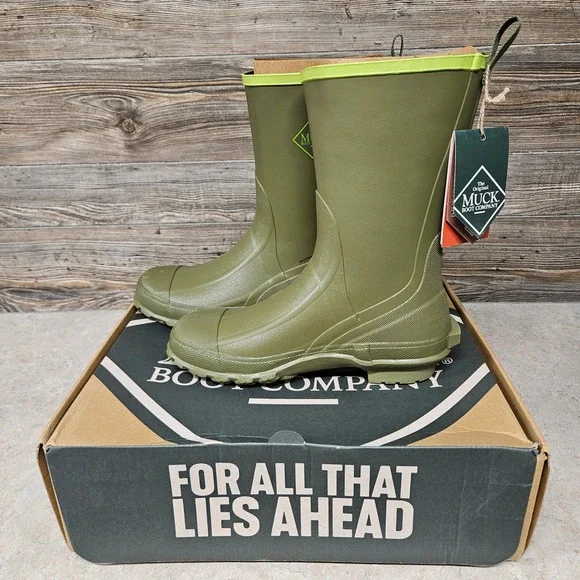 Muck Boot Company Harvester Mid Mens Size 10M Olive Green Waterproof Rain Boots