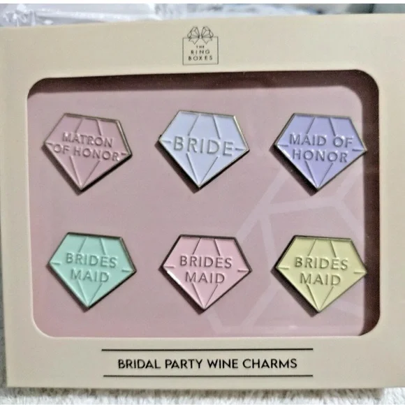 Bridal Party Wine Charms - Pastel Set New