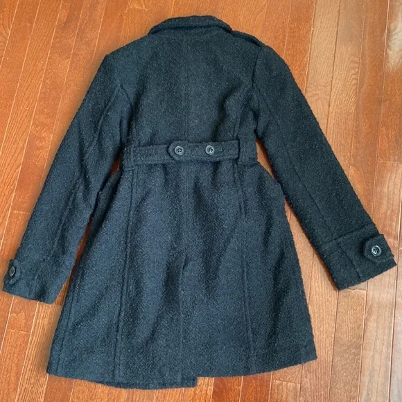 GAP Kids Black Bouclé Belted Pea Coat