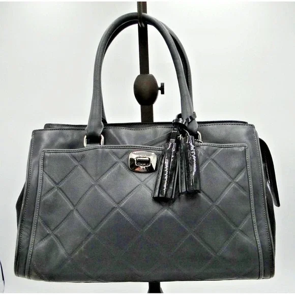 Coach Legacy Embossed‎ Leather Chelsea Handbag 25828 Gray Black Carryall Quilted
