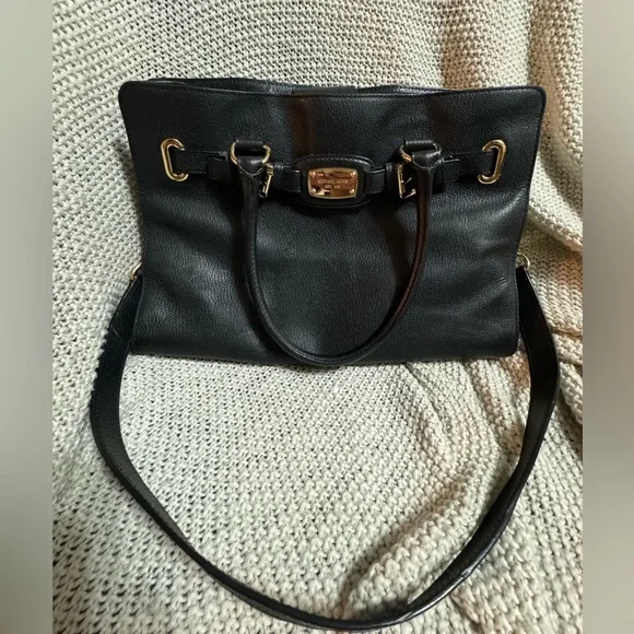 Michael Kors‎ Black Leather Hamilton Satchel, Like New