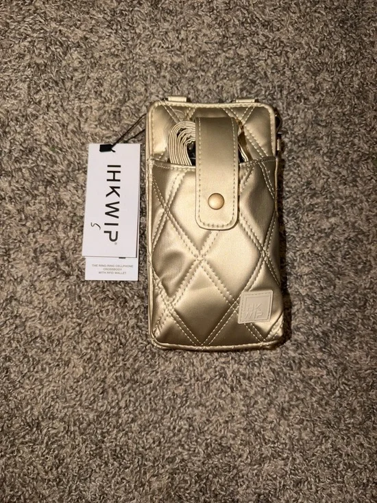 Ihkwip Ring-Ring Gold Phone Crossbody RFID Wallet