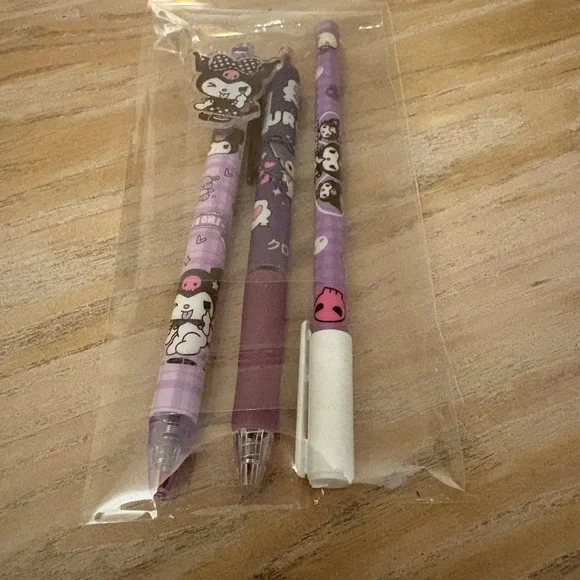 Kuromi set of 3 Purple and White Character-Themed Pens