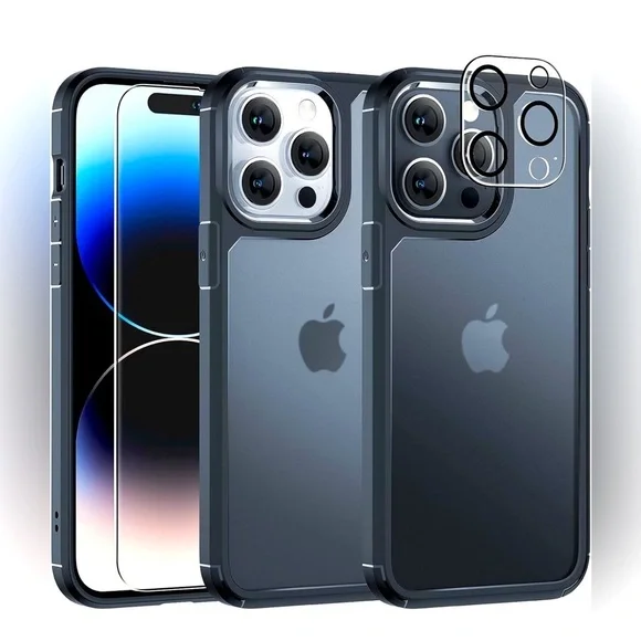 iPhone 14 Max Plus Phone Clear Case with Screen/Camera Protector