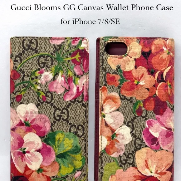 Gucci Blooms GG Canvas Wallet Phone Case iPhone 7/8/SE Floral