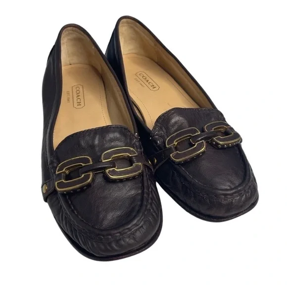 Coach Ella signature soft calf leather brown loafer, size 6.5 B with box