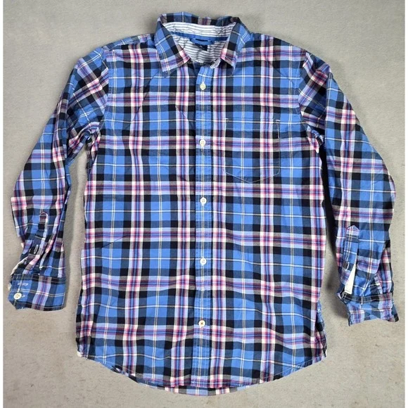 Boys Gap Kids Button Down Plaid Long Sleeve Shirt Size XL (12)
