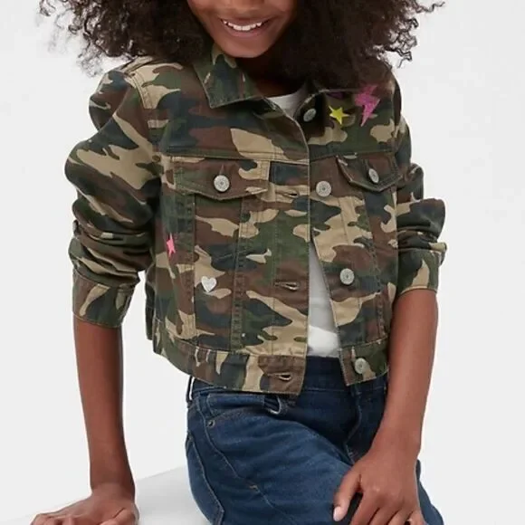 Gap Girls Camo Girls Cropped Jeans Jacket(Size Small)