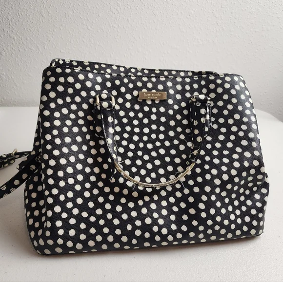 Kate Spade New York Black White Polka Dot Satchel Purse READ