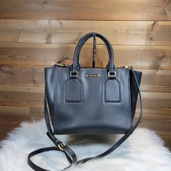 Michael Kors Selby Black Pebbled Leather Satchel