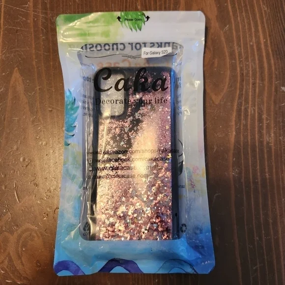 Caka Galaxy S20 Case With Pink/Purple Glitter Liquid Bling Case Brand New