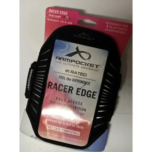 Armpocket Racer Edge Armband - Medium Strap Length - Black and Sliver‎ - NEW