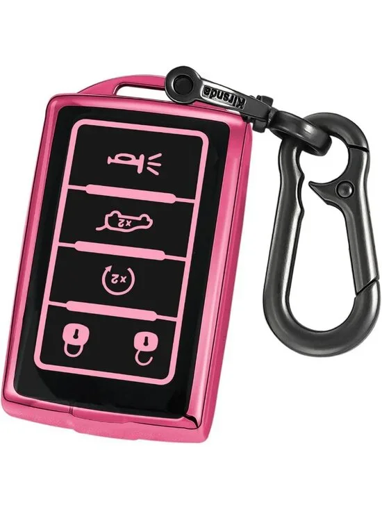 Stylish Pink TPU Key Fob Cover with Metal Buckle for Jeep Grand Cherokee