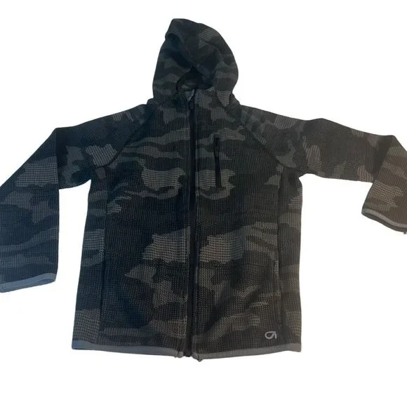 Gap Fit‎ Dry Boy’s Activewear Hoodie Gray Black Boy’s Size Medium (8/9) Full Zip