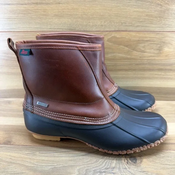 BASS Goldeneye Waterproof Boots Mens 11 Brown Leather Sherpa Lined Duck