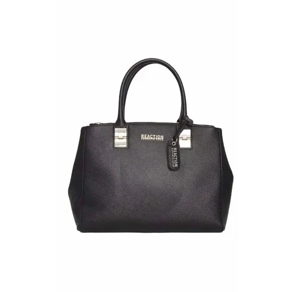 Kenneth Cole Reaction KN1659 Arbol Dome Satchel Handbag Black Zip & Snap Closure