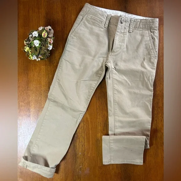 GAP Kids Khaki Pants | Boys Size 7 Regular | Adjustable Waist | Neutral Beige