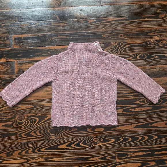 Baby Gap 12-18M Pink Marled Knit Sweater Mock Neck Button Shoulder Confetti Top