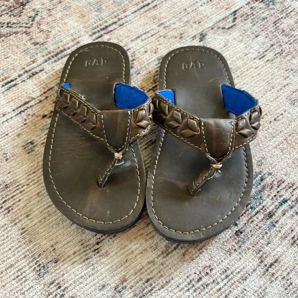 GAP Kids Brown Leather Braided Sandals Toddler size 9.5