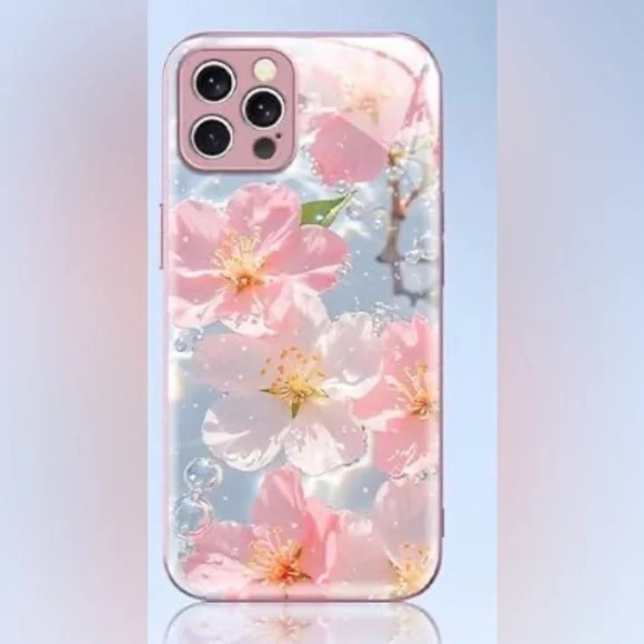 iPhone 15 Pro Max Floral Pink Phone Case and 3-pk Screen Protectors NWT
