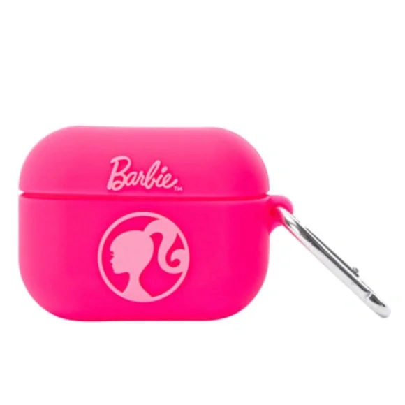 NWT! Mattel Barbie Apple AirPods PRO Case in Pink with Silver Tone Clip!