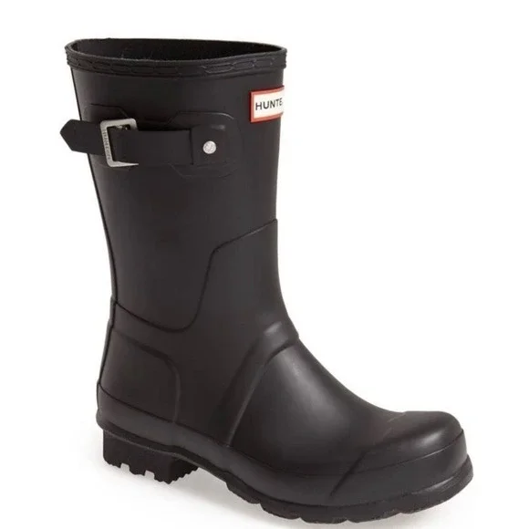 HUNTER Men's Original Short Waterproof Rain Boot, Rubber Black, Size‎ 12, NWT