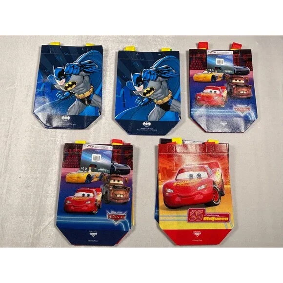Lot of 10 Disney Cars Batman Reusable Gift Bags Party Favor Tote Bags