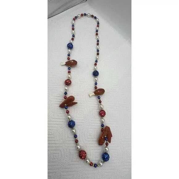 Lot Of 20 Patriotic Turkey Leg Bead Necklaces 4th July BBQ Party